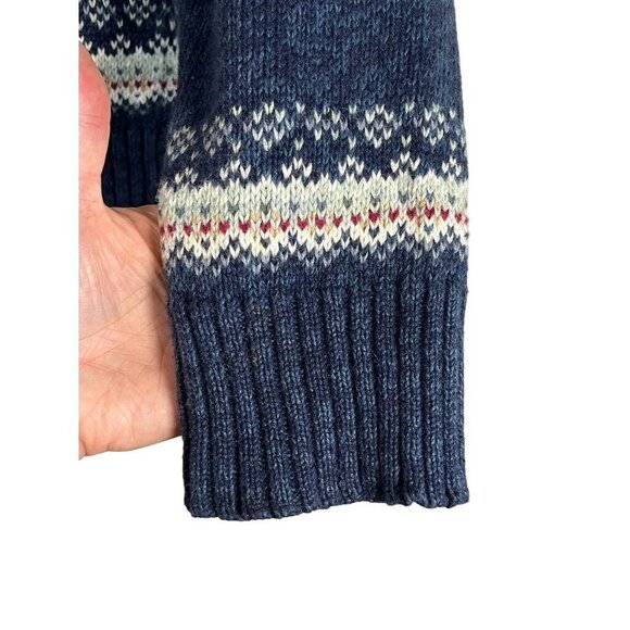 Tiara Nordic Knit Sweater XL Blue Fair Isle Tassel Classic Preppy Retro Cotton - Picture 8 of 14
